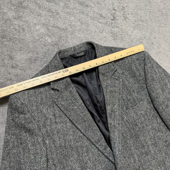Jos A Bank Wool Herringbone Blazer Sport Coat Mens 42L Padded Shoulders Elbow - Picture 7 of 9